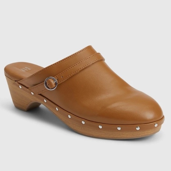 Gap Faux-Leather Clogs Cognac Brown Women Sz 10 - Picture 1 of 7